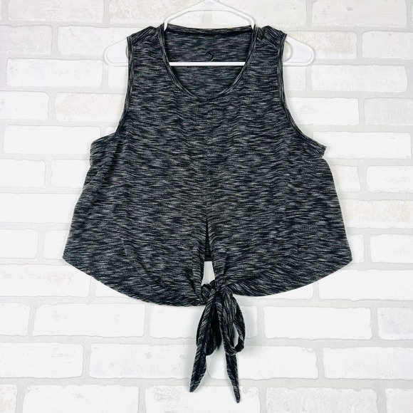 Zyia Active XL Tie Front Tank Top Sleeveless Gray Black Athletic Gym Workout - Picture 1 of 14